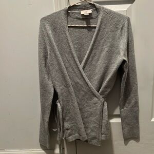 Loft, gray wrap sweater size medium